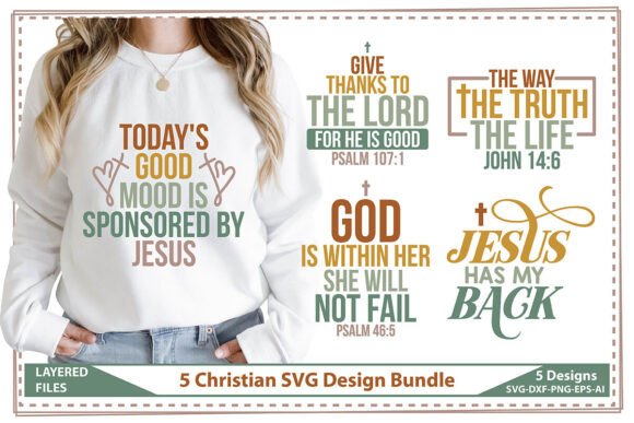 5 Christian SVG Design Bundle for T-Shirt Graphics & Visual Branding