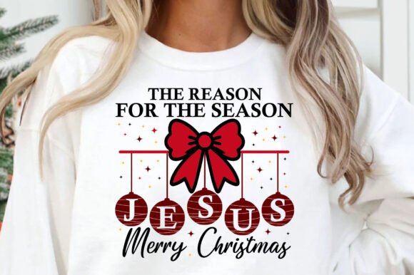 Christmas Jesus PNG & Red Coquette Bow Graphics for Festive T-Shirt Branding