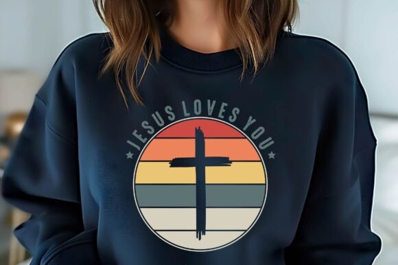 JESUS LOVES YOU Retro T-Shirt Design Graphics